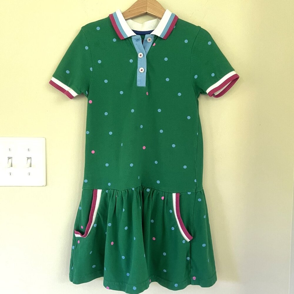 Mini Boden Polo Dress, Green, Size 6-7 Years